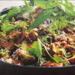 Quiche with chorizo, potato, halloumi